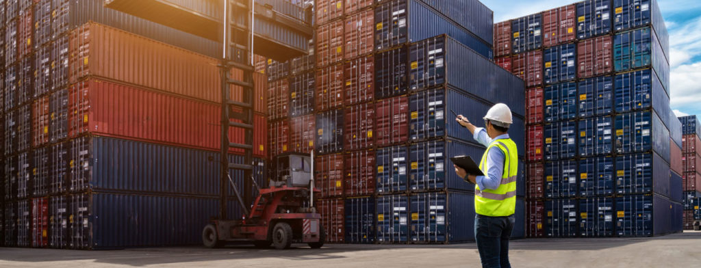 stacking containers at port